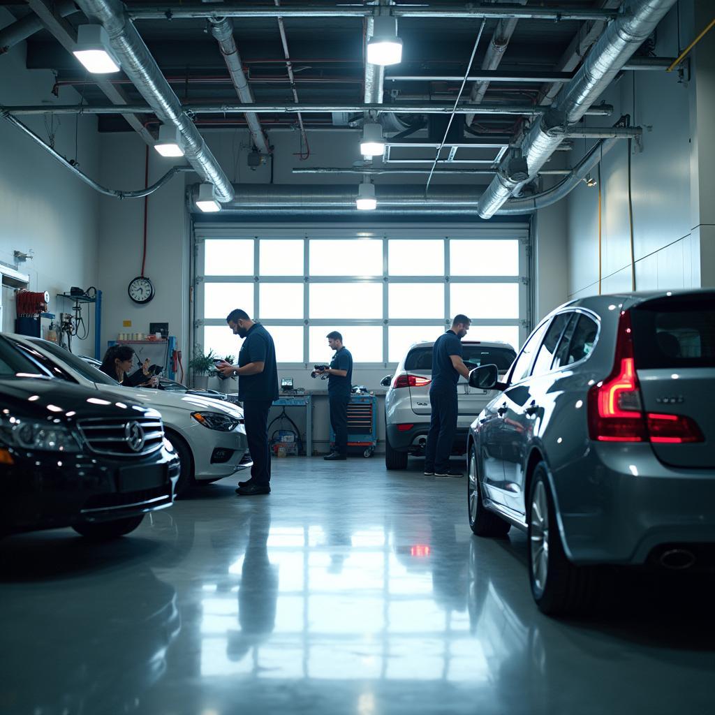 Modern auto service center with certified technicians