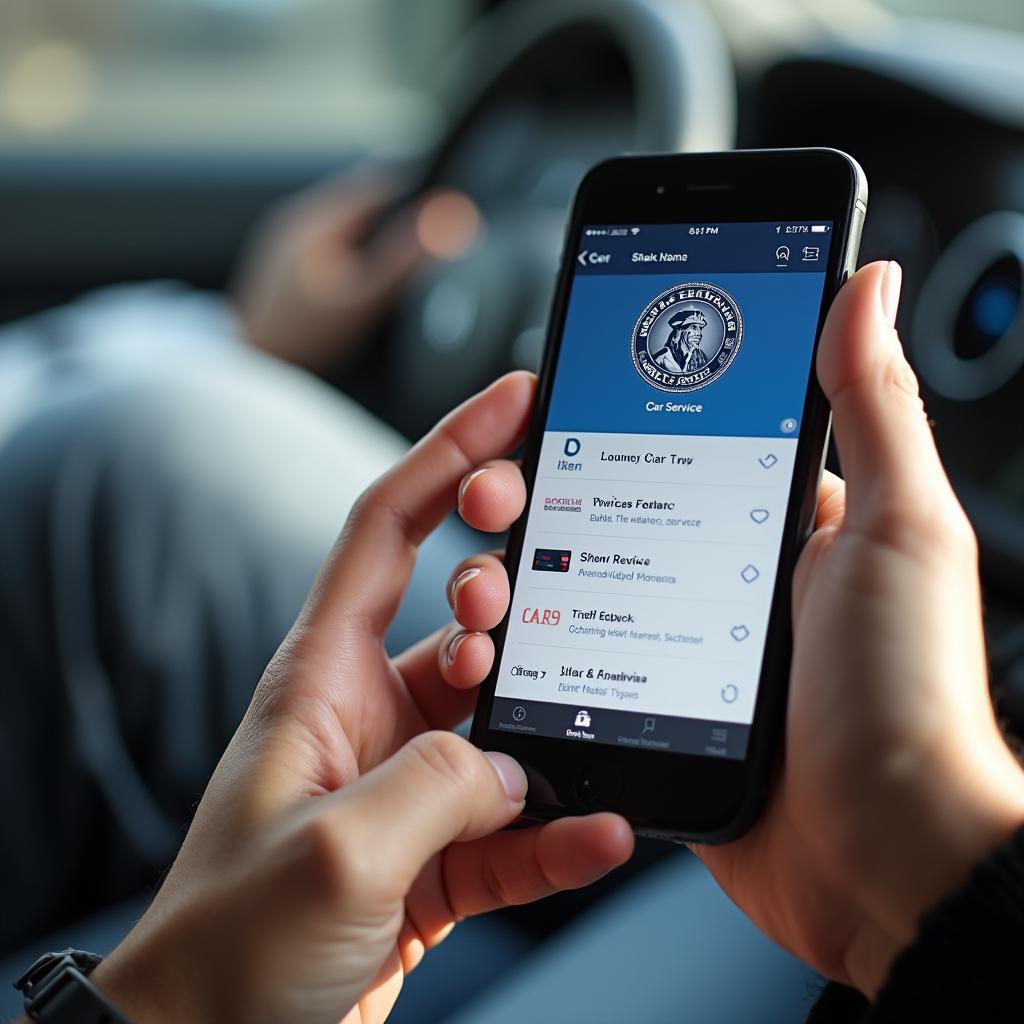 American Express cardholder using smartphone for car service