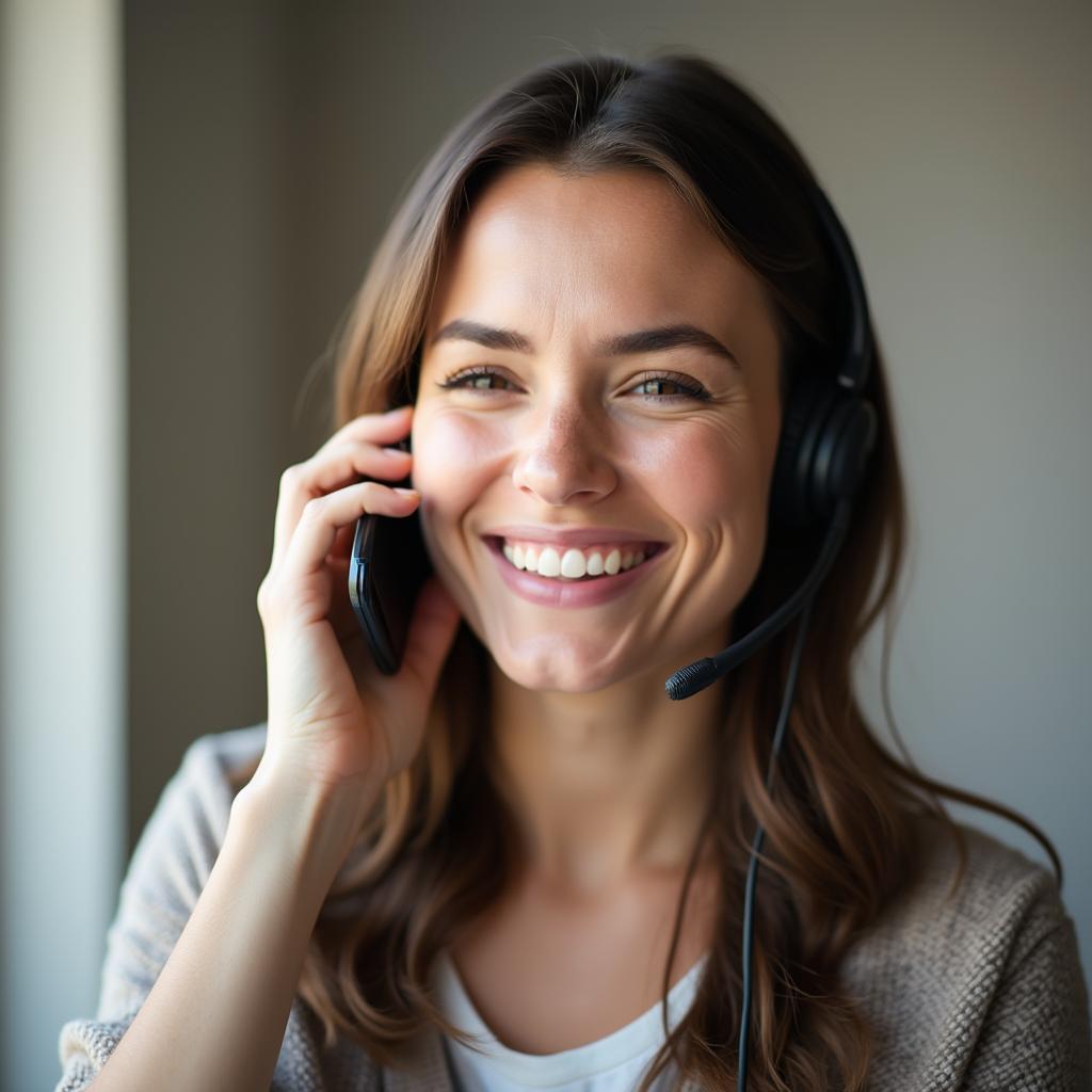 Woman dialing customer service on her phone