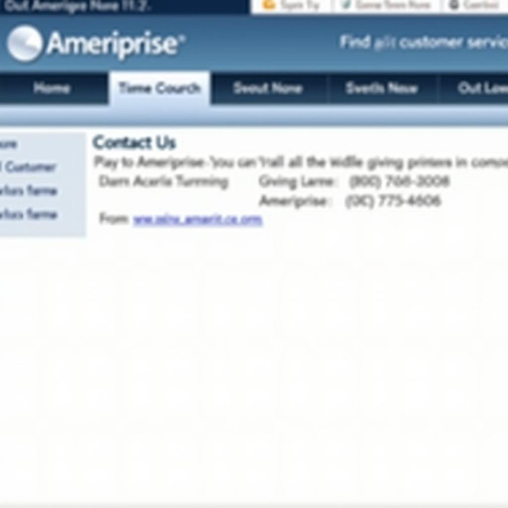 Ameriprise Website Contact Page