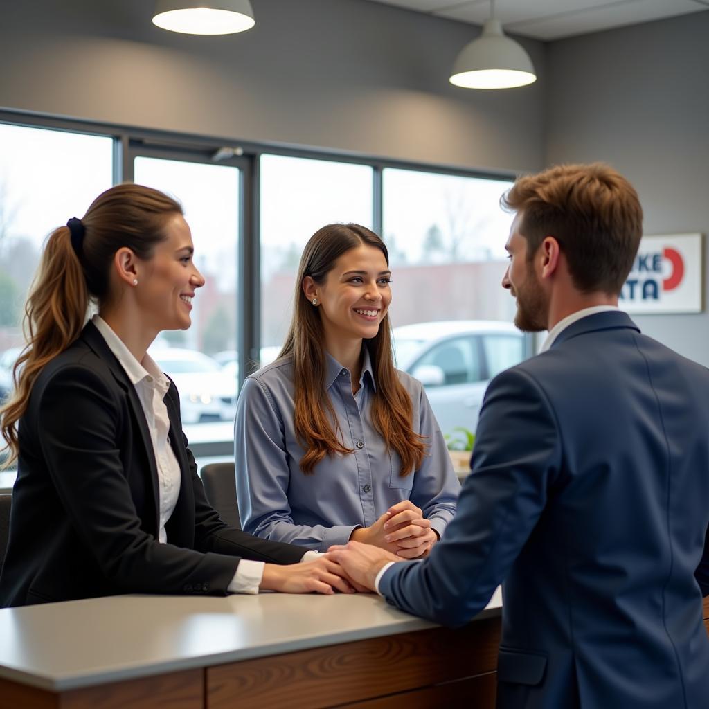 Friendly customer service representative at an auto service center in Ancaster, Hamilton, Ontario