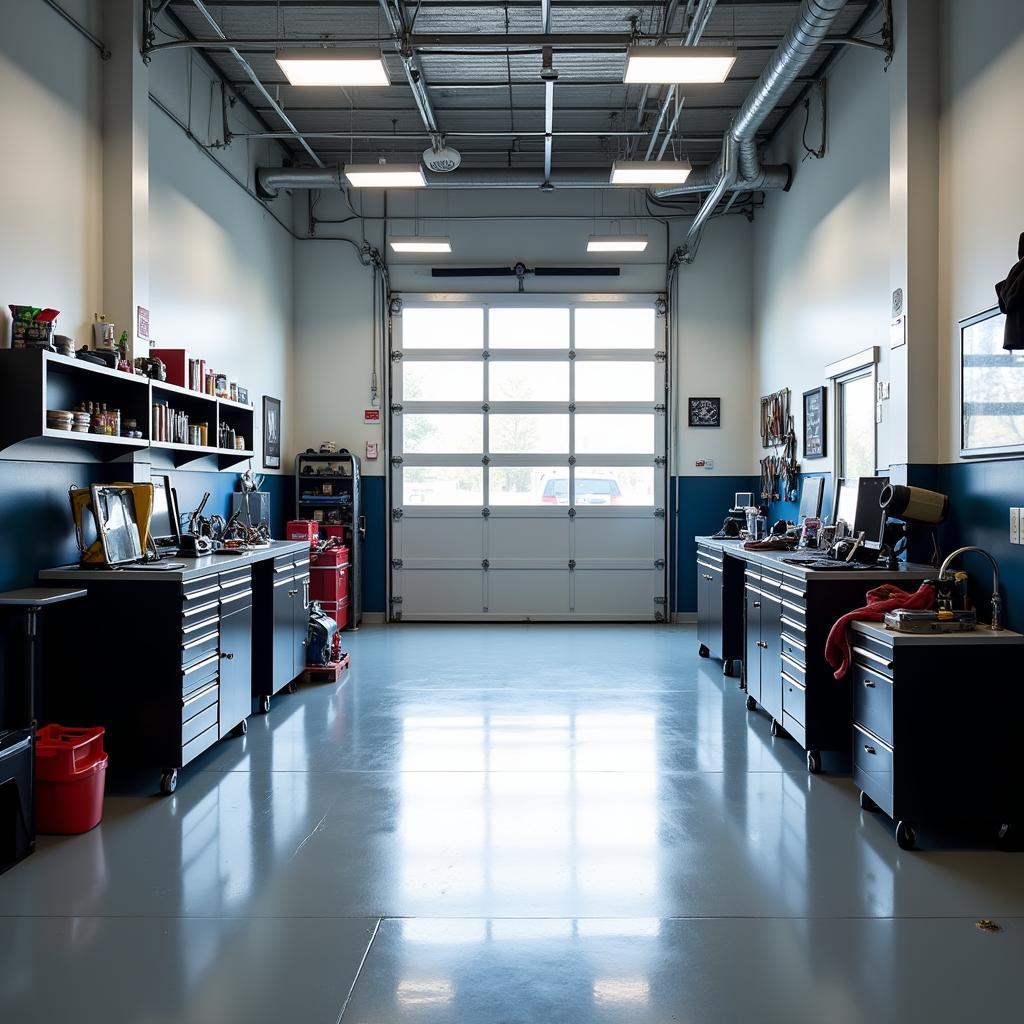 Modern and clean auto service shop interior in Ancaster, Hamilton, Ontario