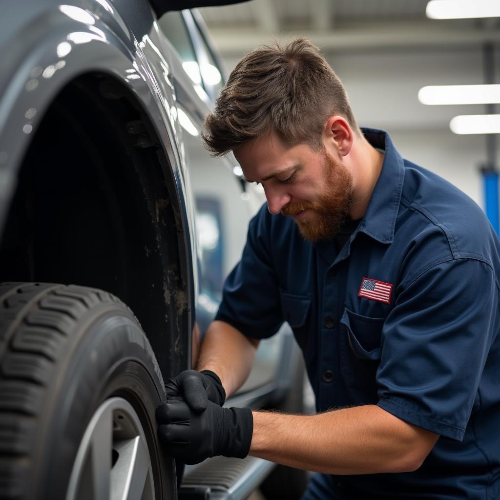 Andrews Auto Service mechanic working on a car