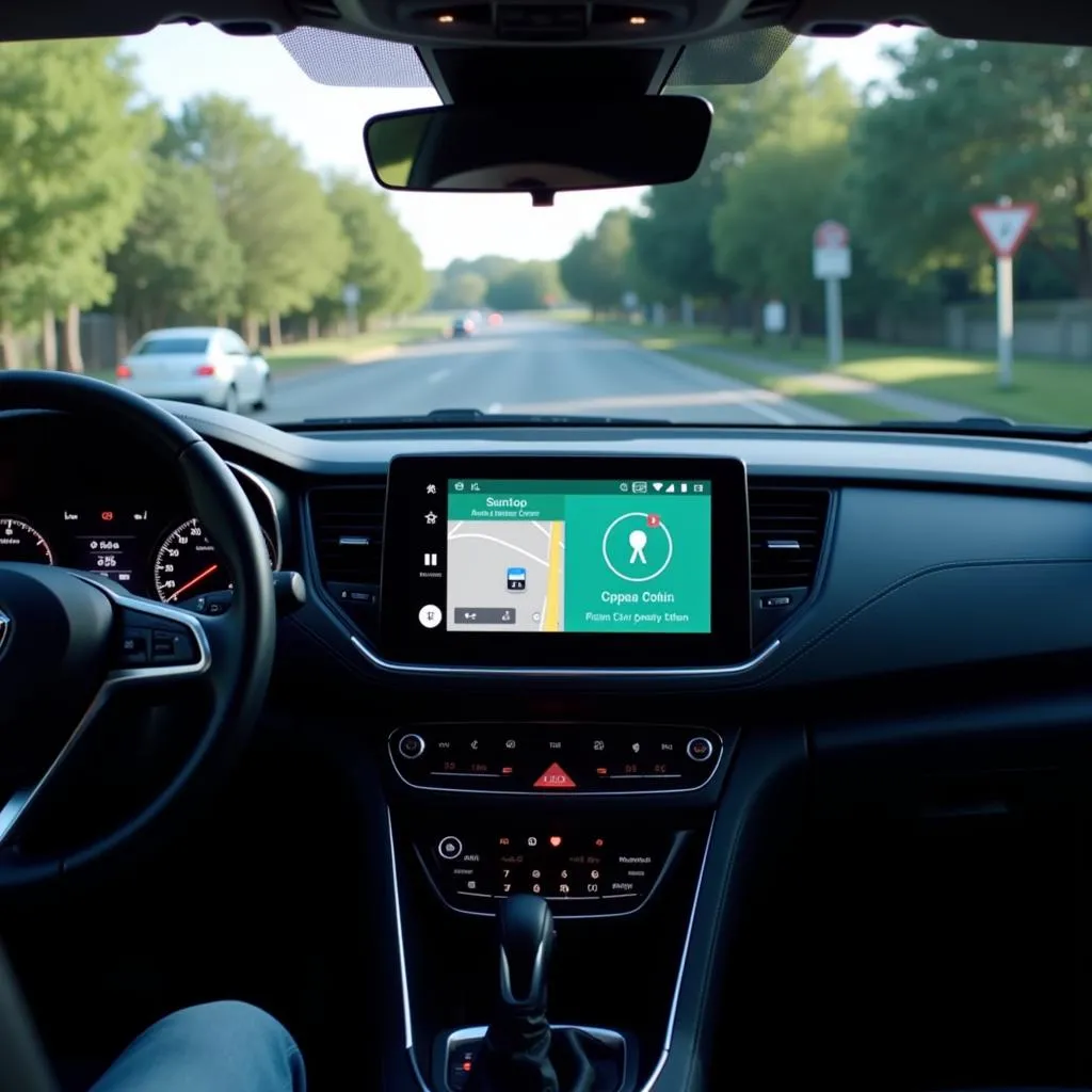 Android Auto displayed on a car dashboard