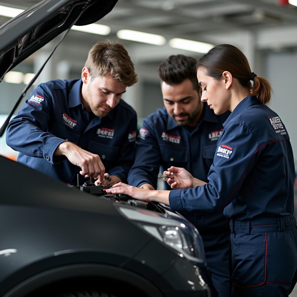 Anker's team working on a car