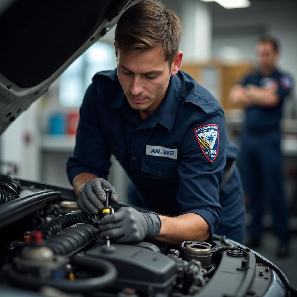 ANWB Mechanic Inspecting Car Engine