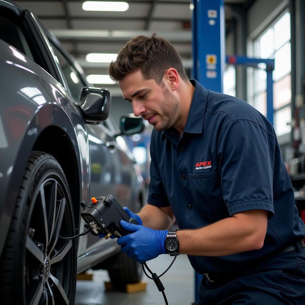 Skilled Technician Performing Vehicle Inspection