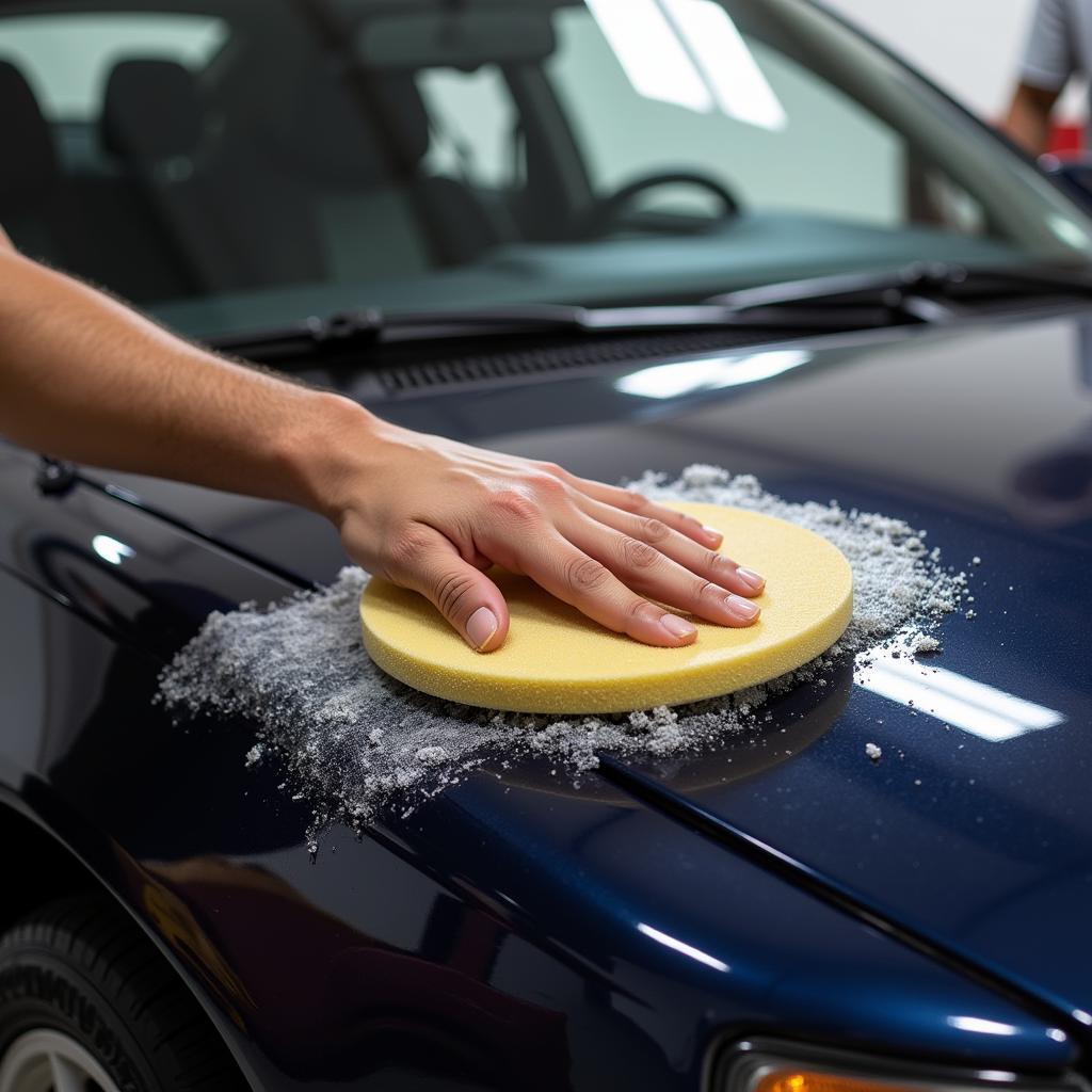 Applying Car Wax to Protect from Sun Damage