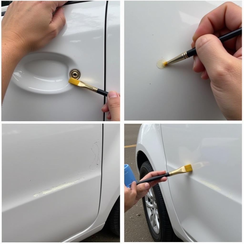 Applying Touch-Up Paint to Car Door Scratch