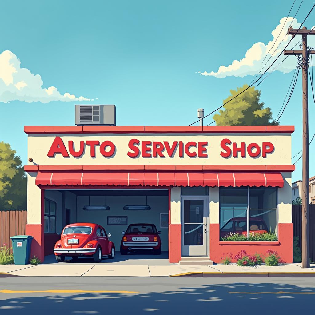 Modern auto service shop storefront in Arleta