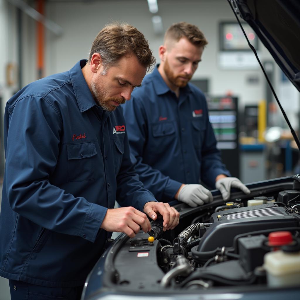 Experienced auto technician working on a car engine