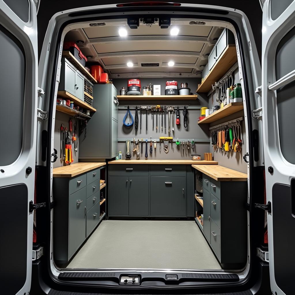 Well-organized Auto Service Van Interior