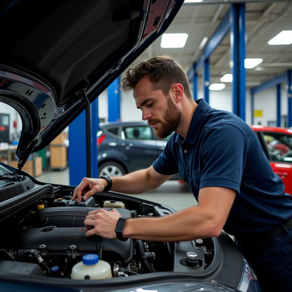 Mechanic Working on a Car in Essex