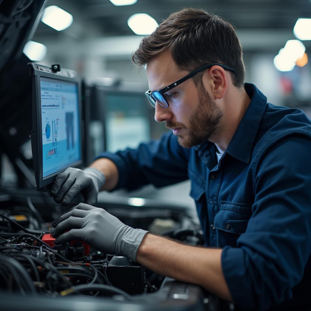 ASE-Certified technician working on a vehicle at Art's Auto Service