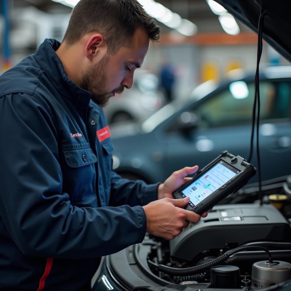 ASE Certified Mechanic Working on a Car