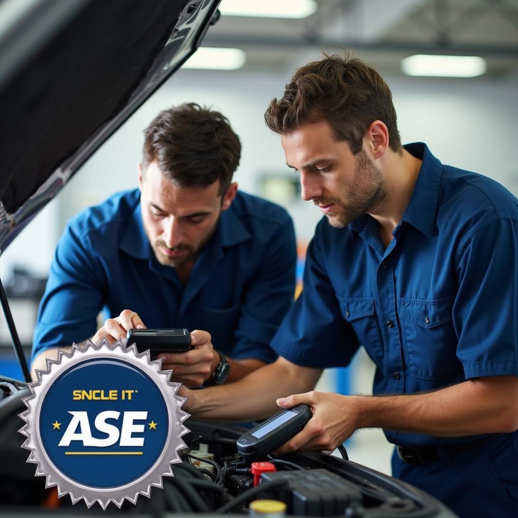 ASE-certified mechanics working on a car in Spokane