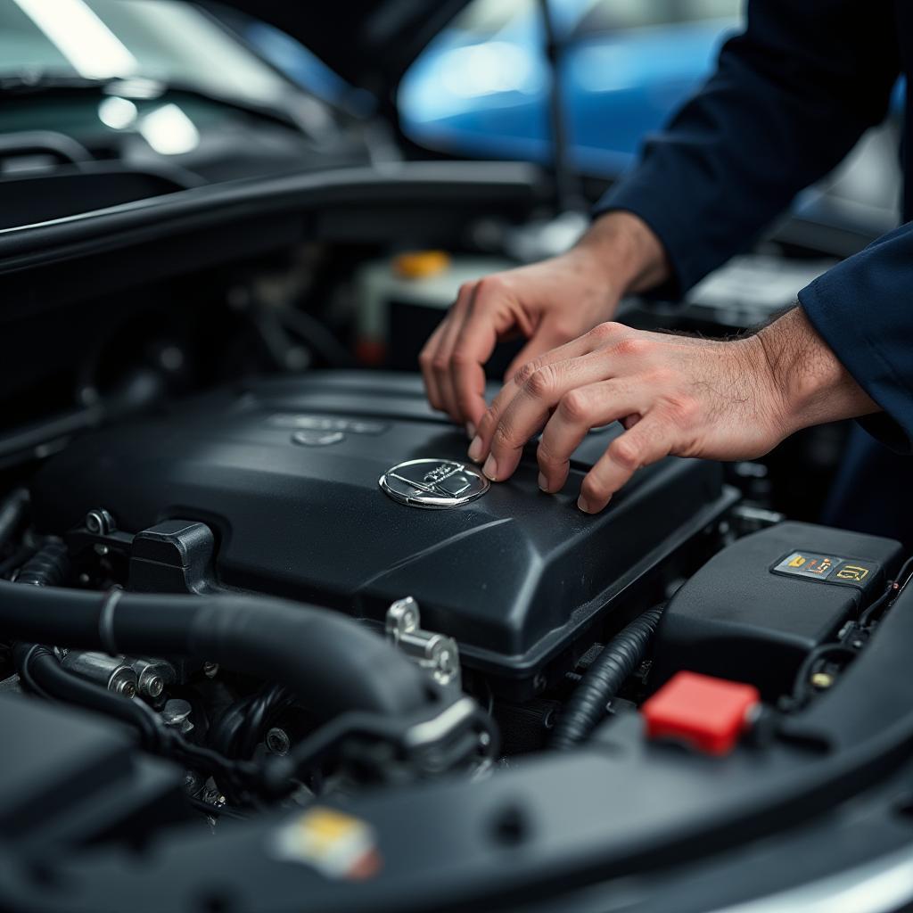 Asian car engine repair in progress