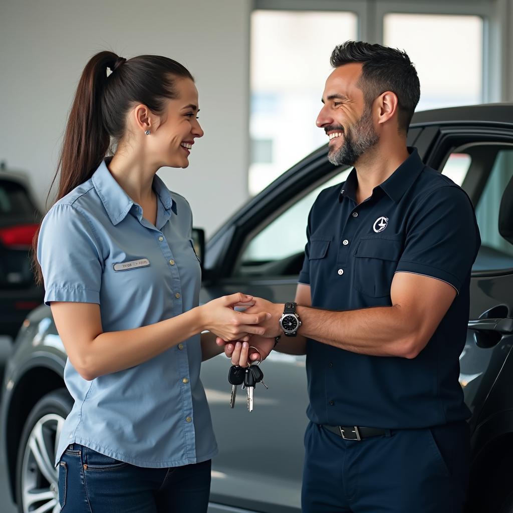 Satisfied ASL Customer Receiving Car Keys