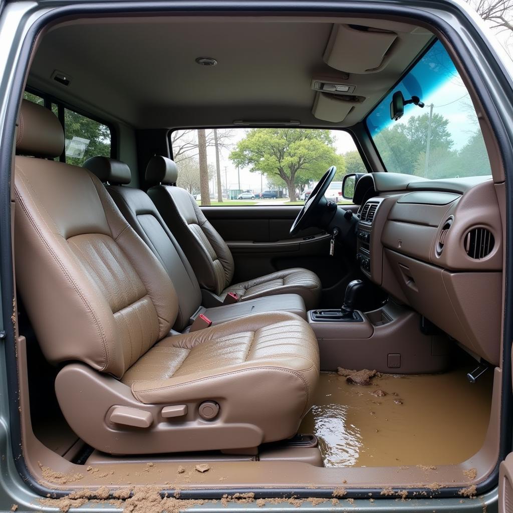 Assessing flood damage to a car's interior