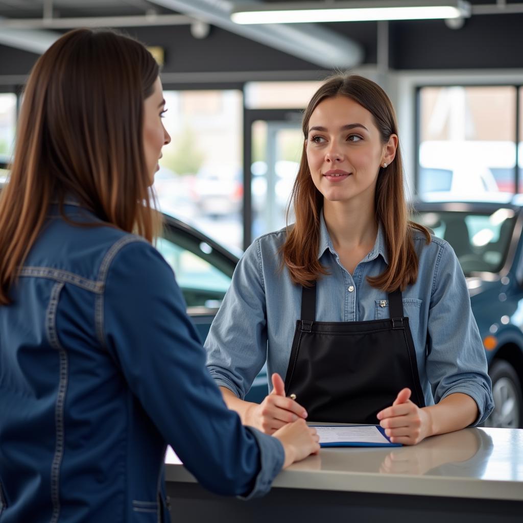 Assistant Auto Service Advisor Interacting with a Customer