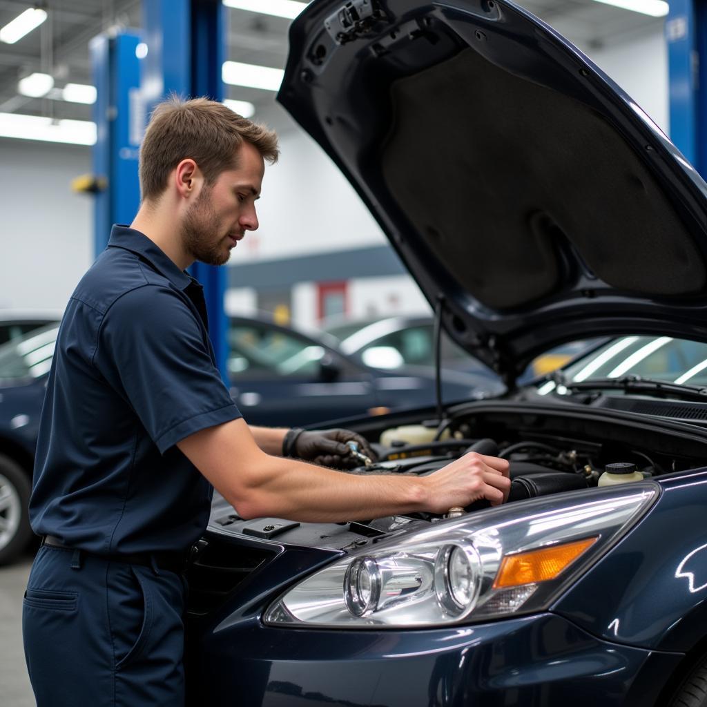 Mechanic working on a car at A.S.U Auto Service Unterhaching