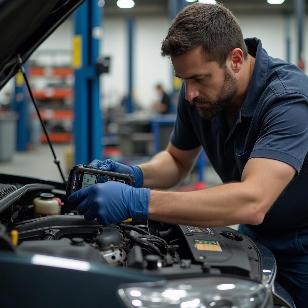 Mechanic Checking Engine in Athens, GA