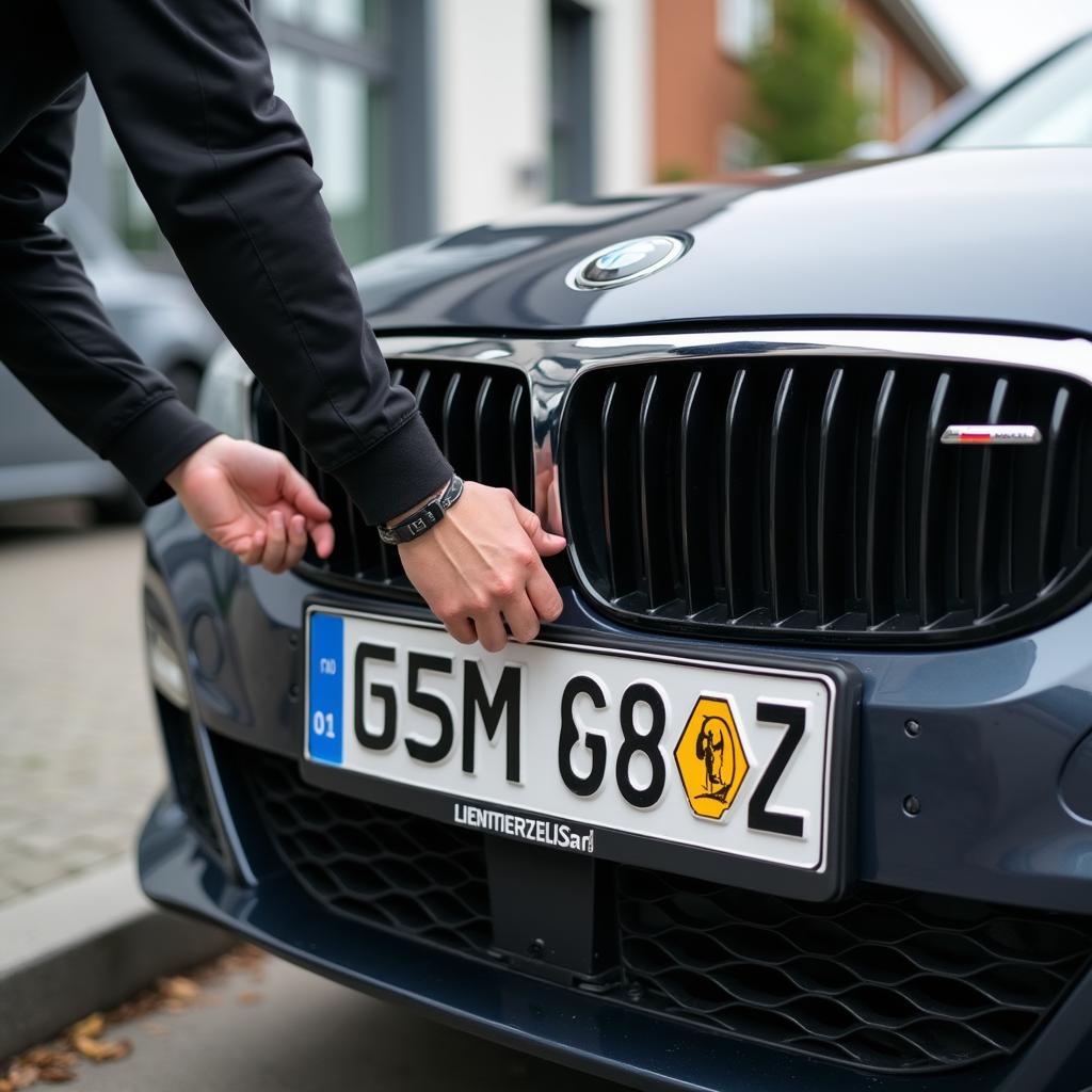 Attaching German License Plates to a Car