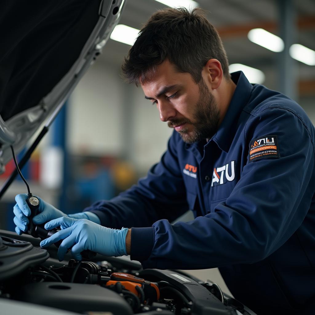 ATU Mechanic Repairing Car