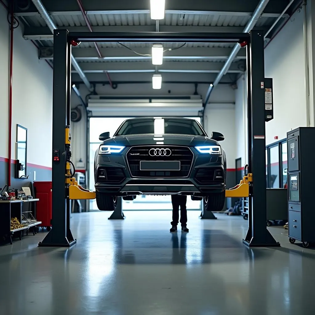 Audi Car Undergoing Maintenance Check