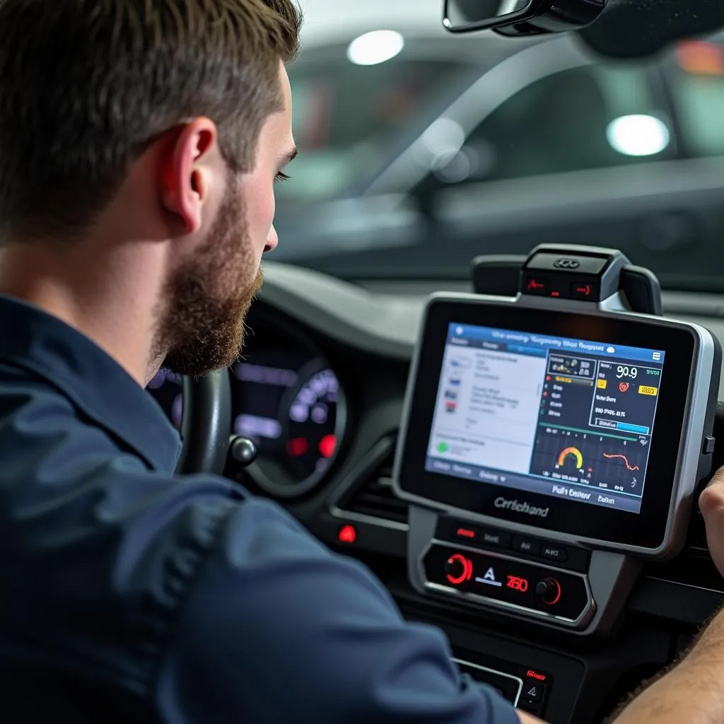 Audi Trained Technician using Diagnostic Tool