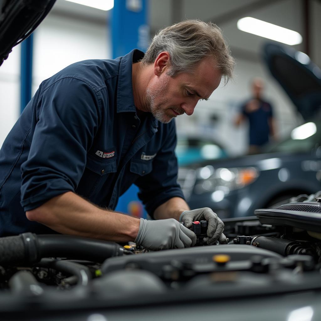 Austin Auto Mechanic Working on Car