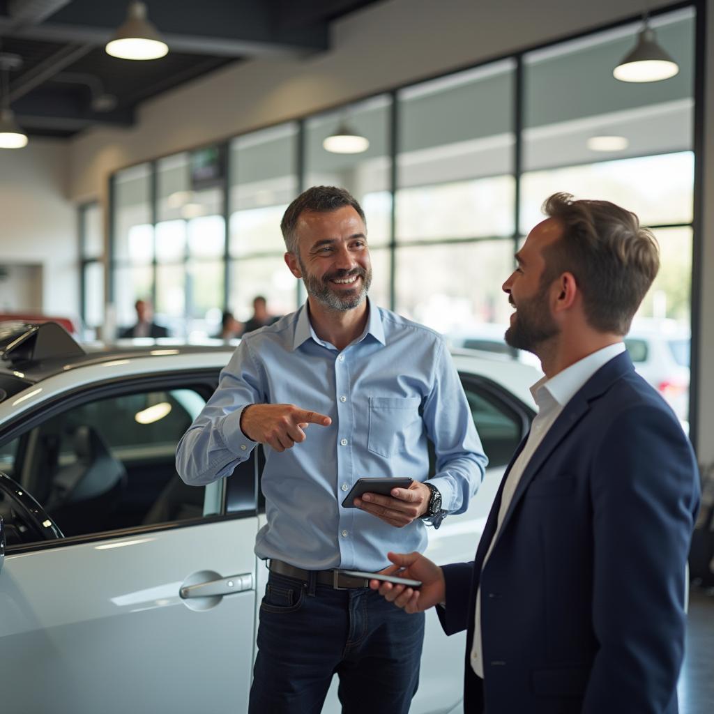 Austin Car Salesperson Helping Customer