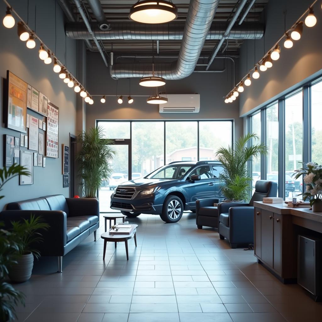 Customers Waiting in a Modern Auto Service AC Center