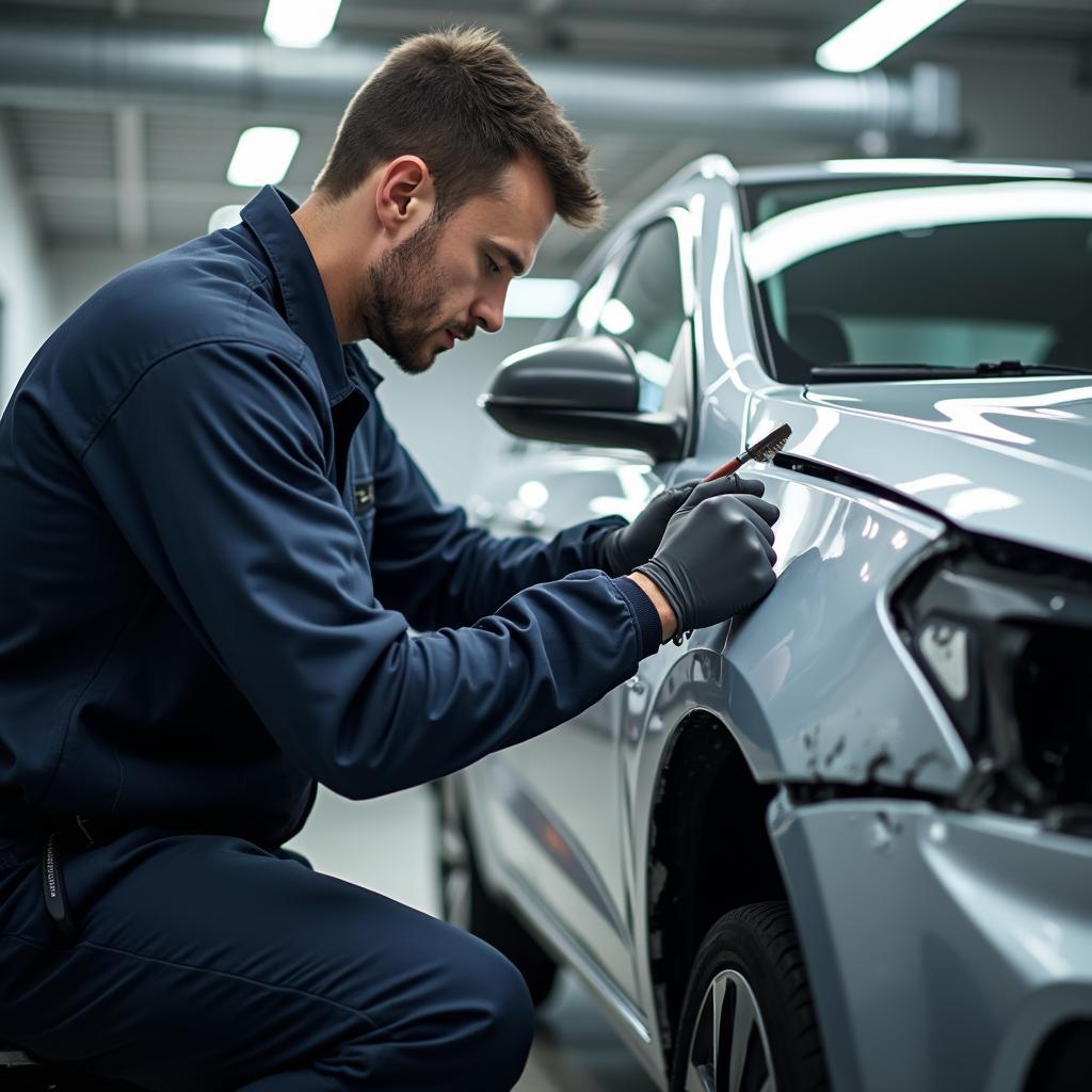 Car Undergoing Auto Body Repair in Tempe, AZ