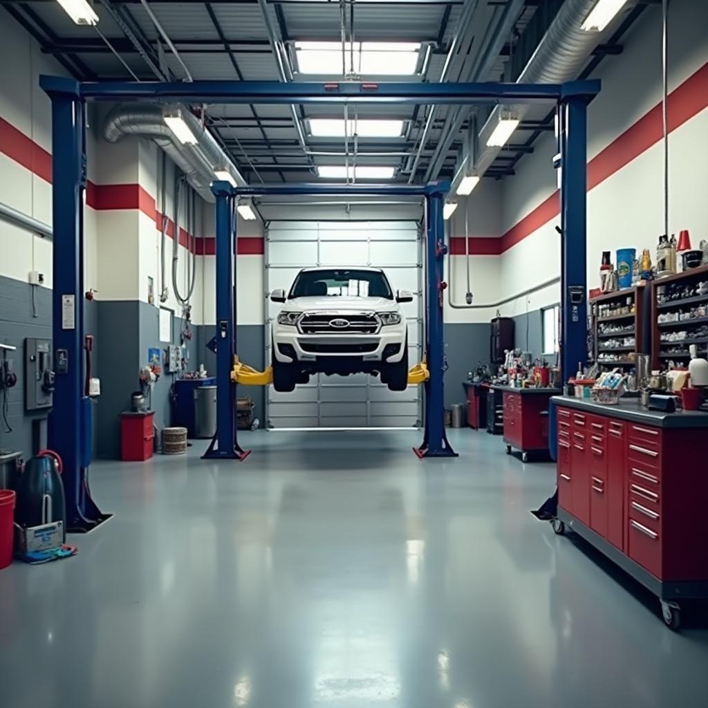 Modern Auto Body Shop Repair Bay