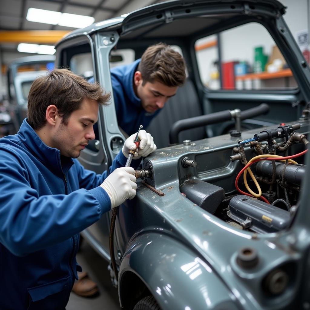 Auto Body Shop in Sunnyvale Repairing a Damaged Car Frame