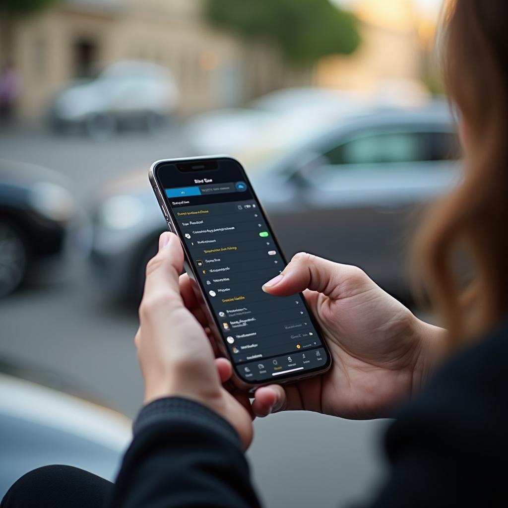 Person booking an auto service on their phone