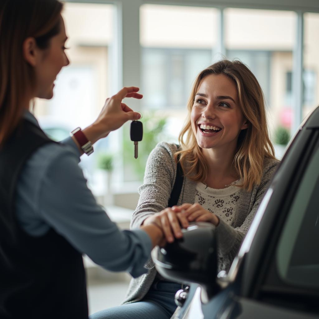 Happy Customer Receiving Car Keys in Brighton