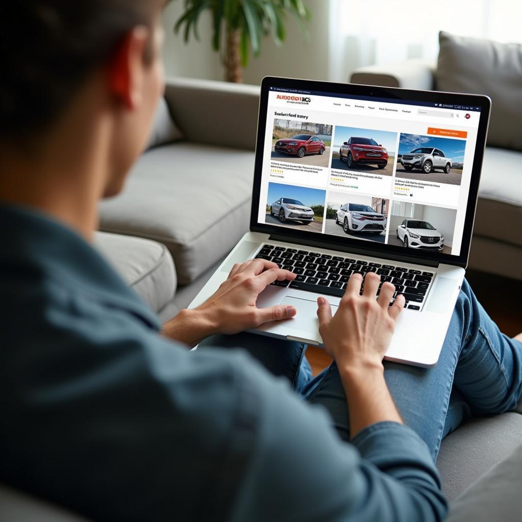 Person Searching for Cars Online Using an Auto Buying Service