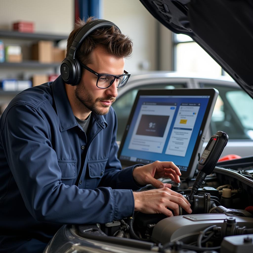 Experienced Technician Diagnosing Car Problems in Spring Valley