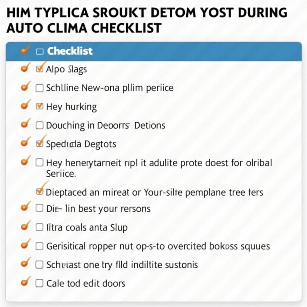 Auto Clima Service Checklist