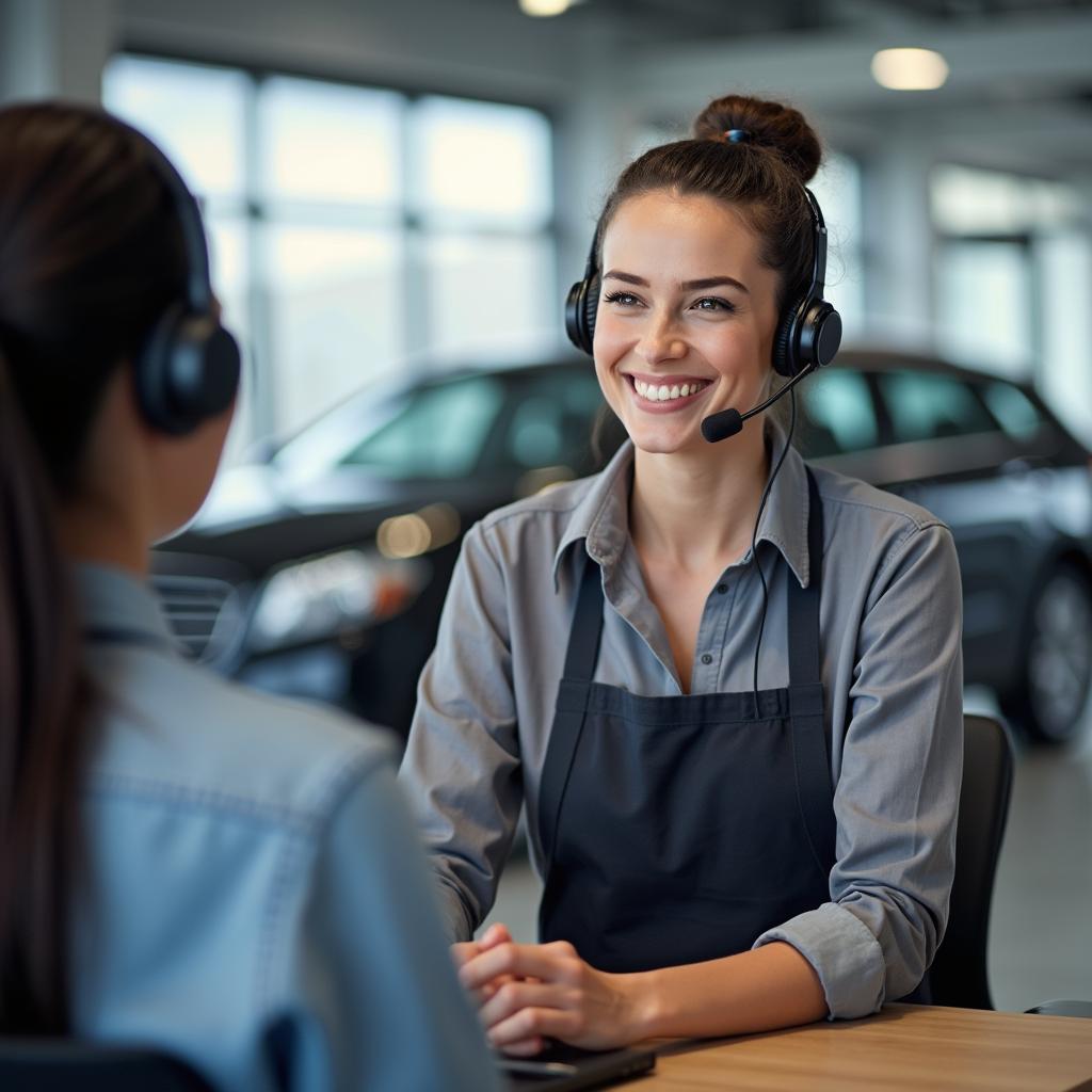 Auto Customer Service Representative Assisting a Customer