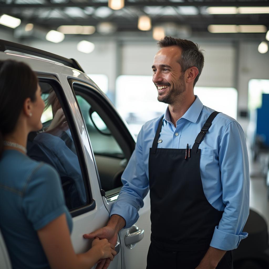 Auto Dealer Service Consultant Greeting Customer