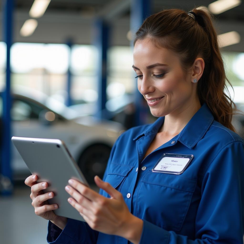 Auto Dealer Service Consultant Using Tablet