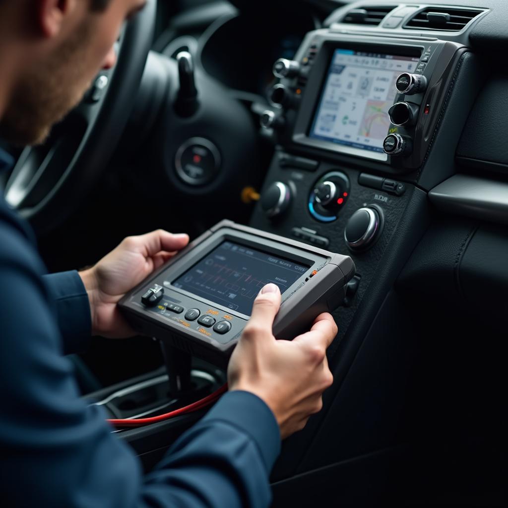 Technician performing auto electrical diagnostics in La Verne