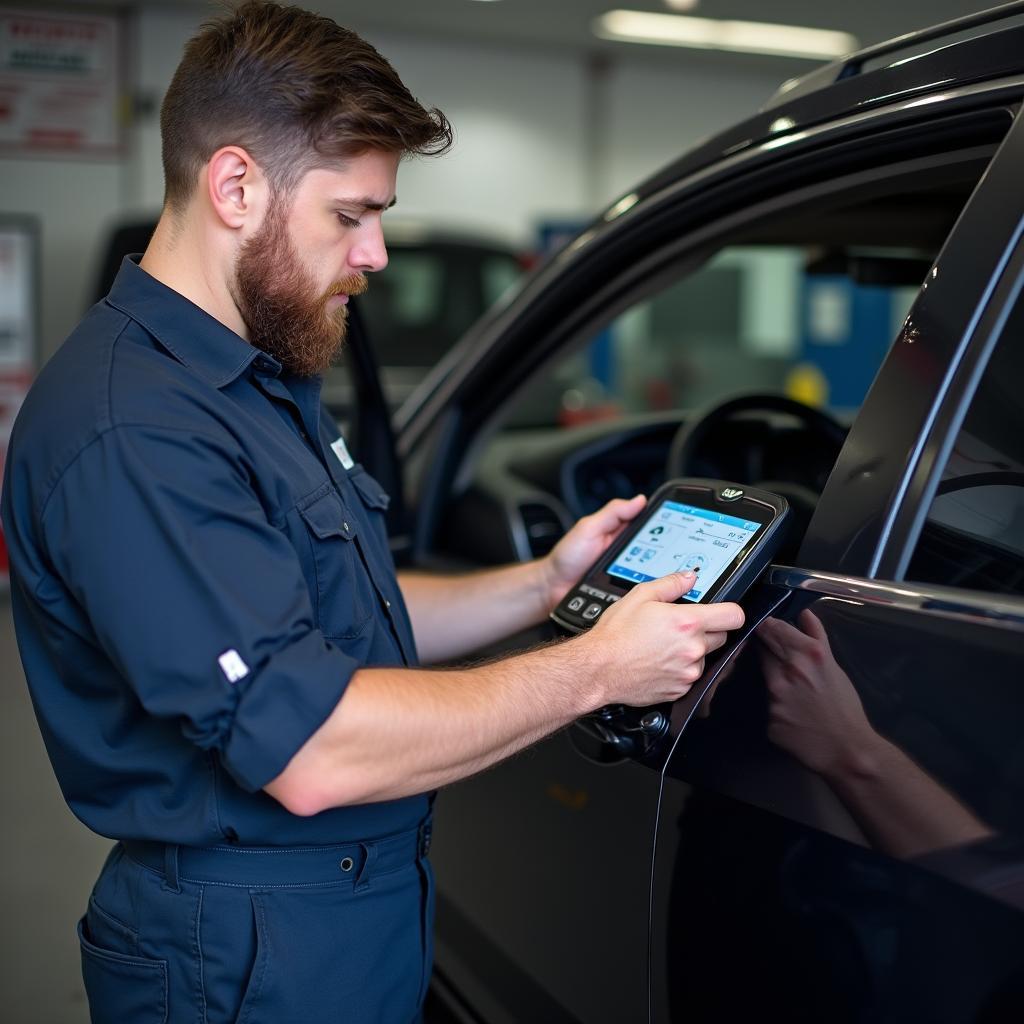 Auto Electrician Using Diagnostic Equipment