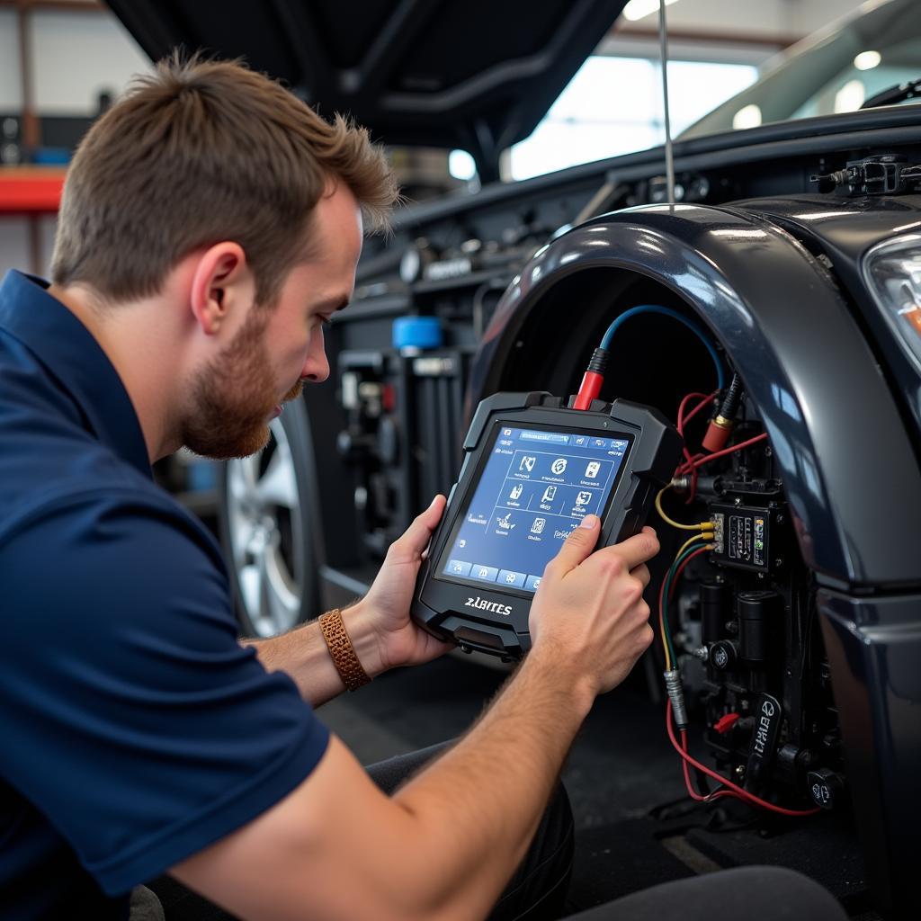 Auto Electrician Using Diagnostic Tools