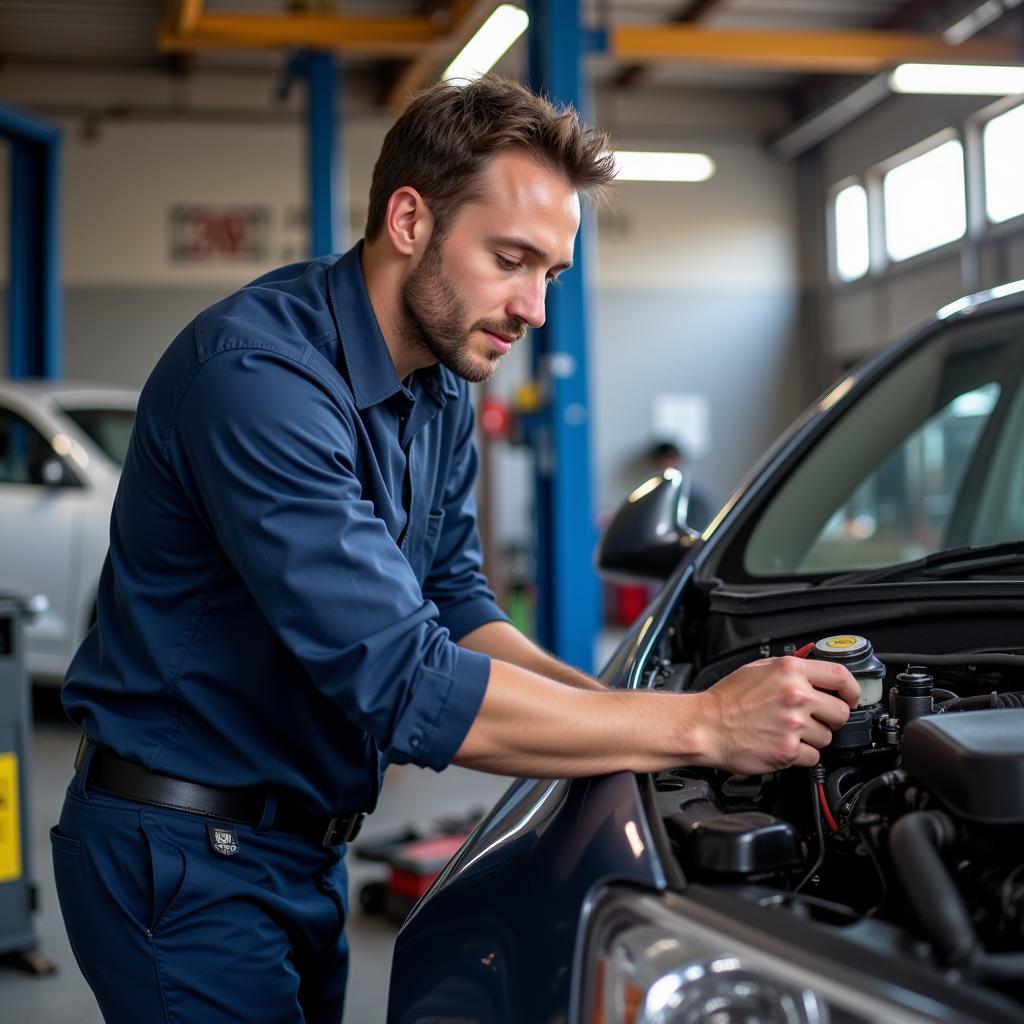 Auto-Entrepreneur Mechanic Working on a Car