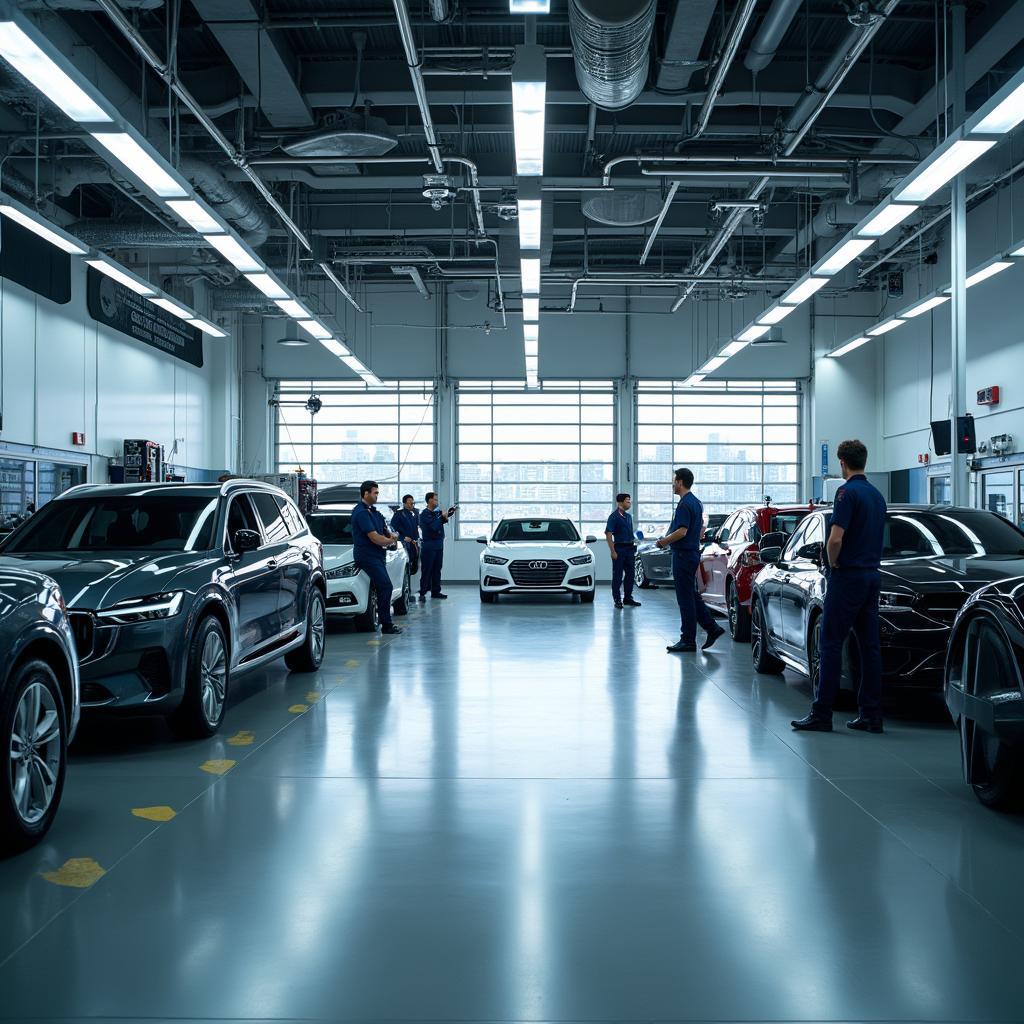 Modern car service center interior