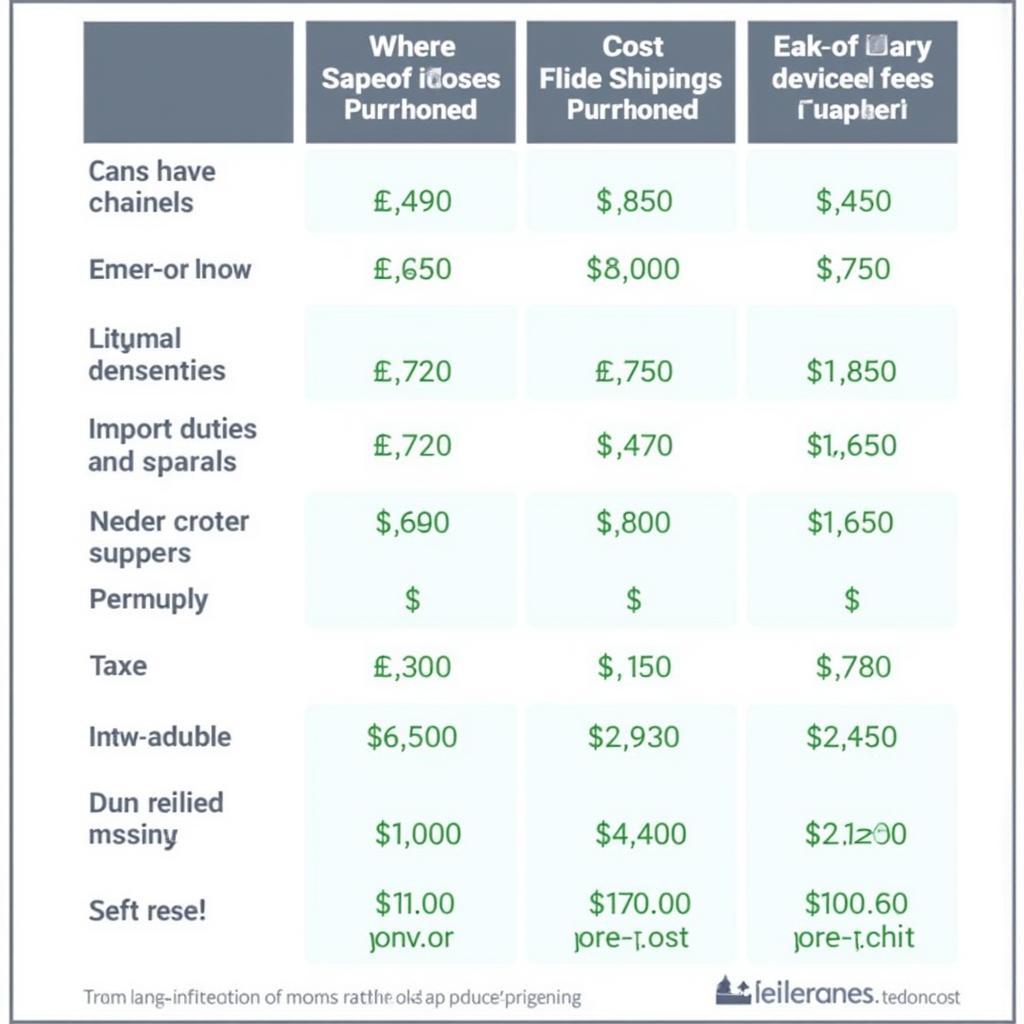 Auto Import Cost Breakdown